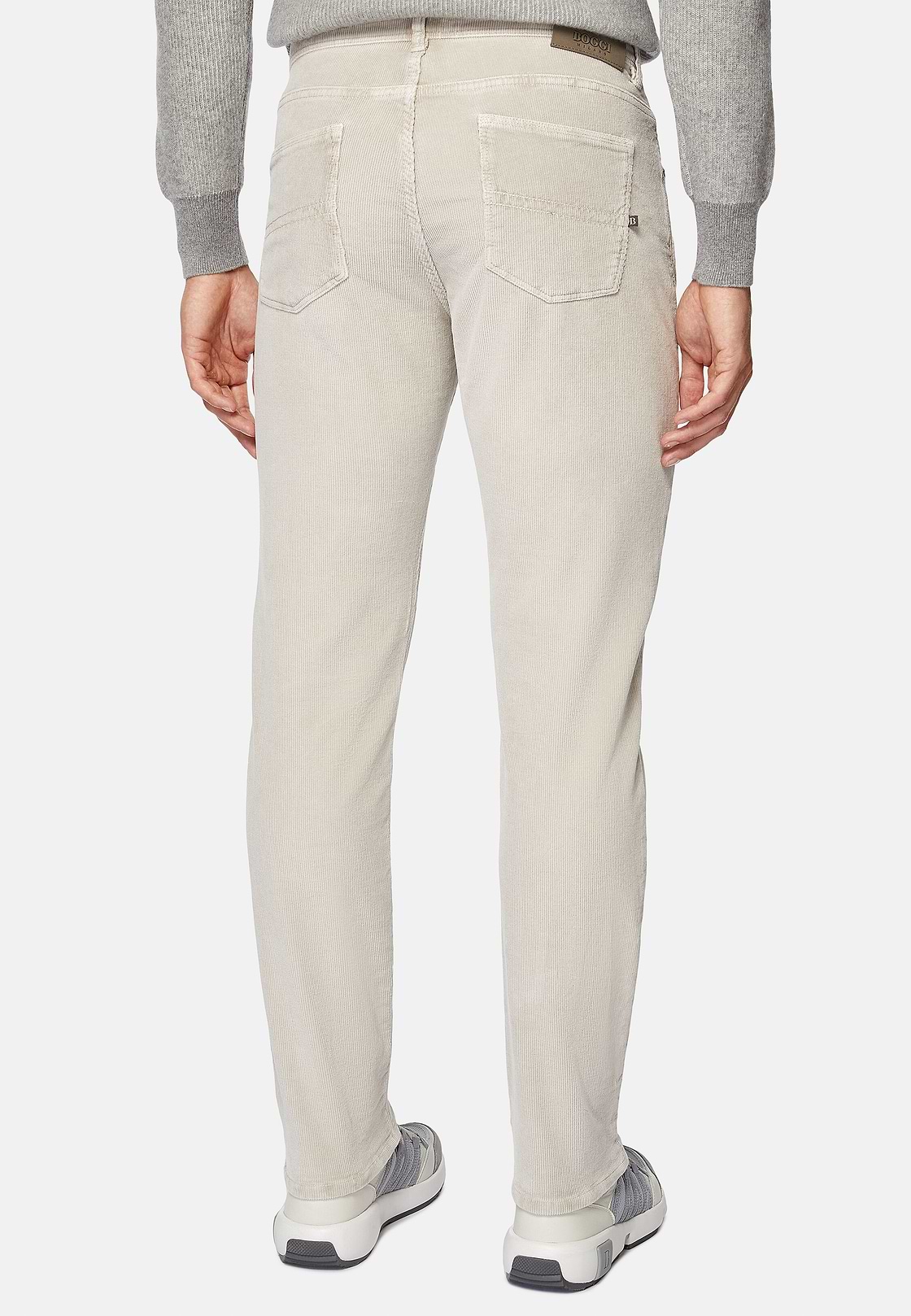Jeans in Stretch Velvet, Sand, hi-res
