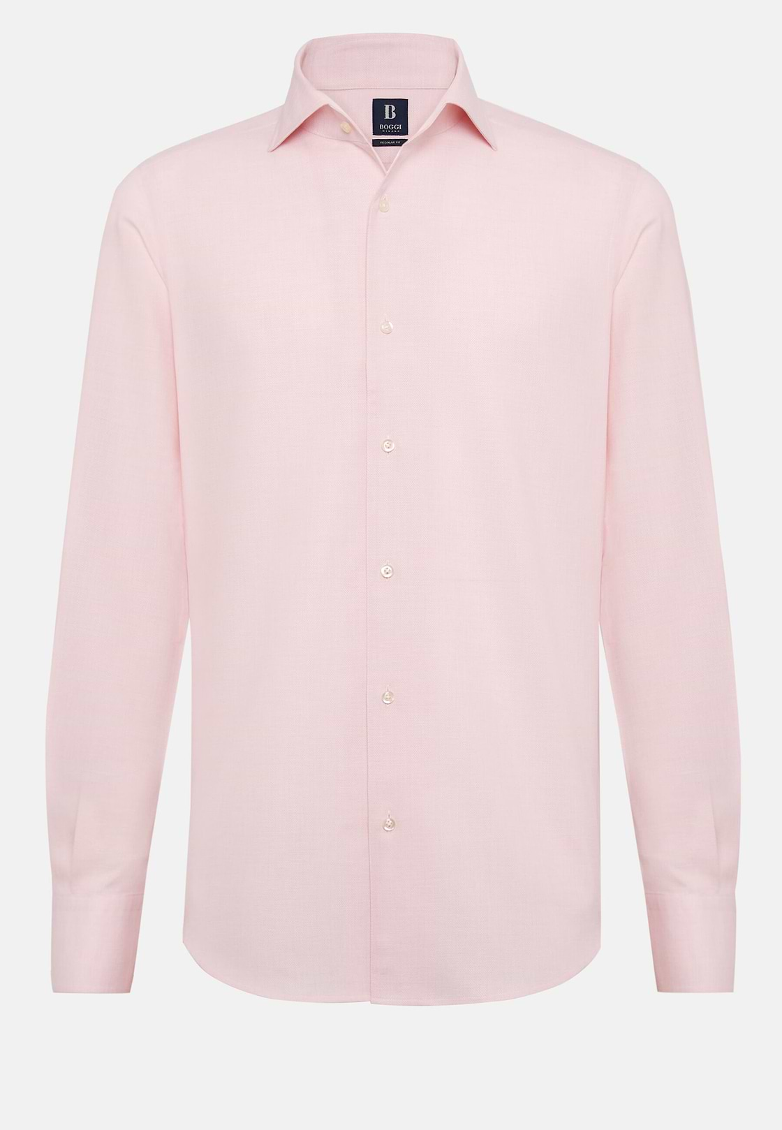 Camisa Rosa De Algodón Dobby Regular Fit, Rosado, hi-res