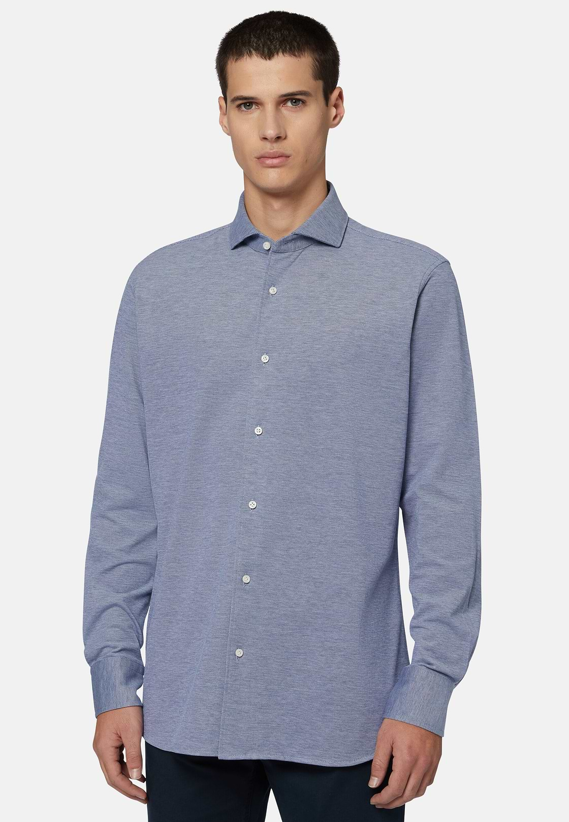 Polo Chemise en Piqué, Bleu, hi-res