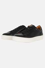Black Leather Trainers, Black, thumb, 3