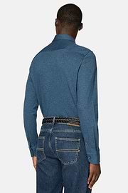 Polo Chemise En Piqué Regular Fit, Bleu, hi-res