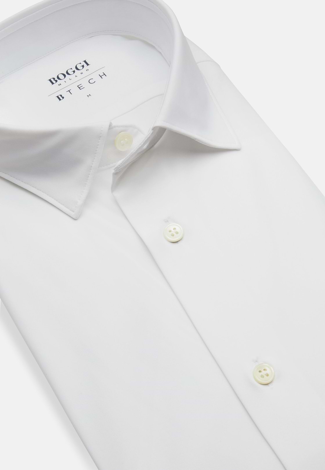 Weißes Slim Fit Hemd Aus Stretch Nylon, Weiß, hi-res, 5