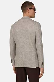 B Jersey Micro Textured Jacket in a Linen and Cotton Blend, Brown, thumb, 3