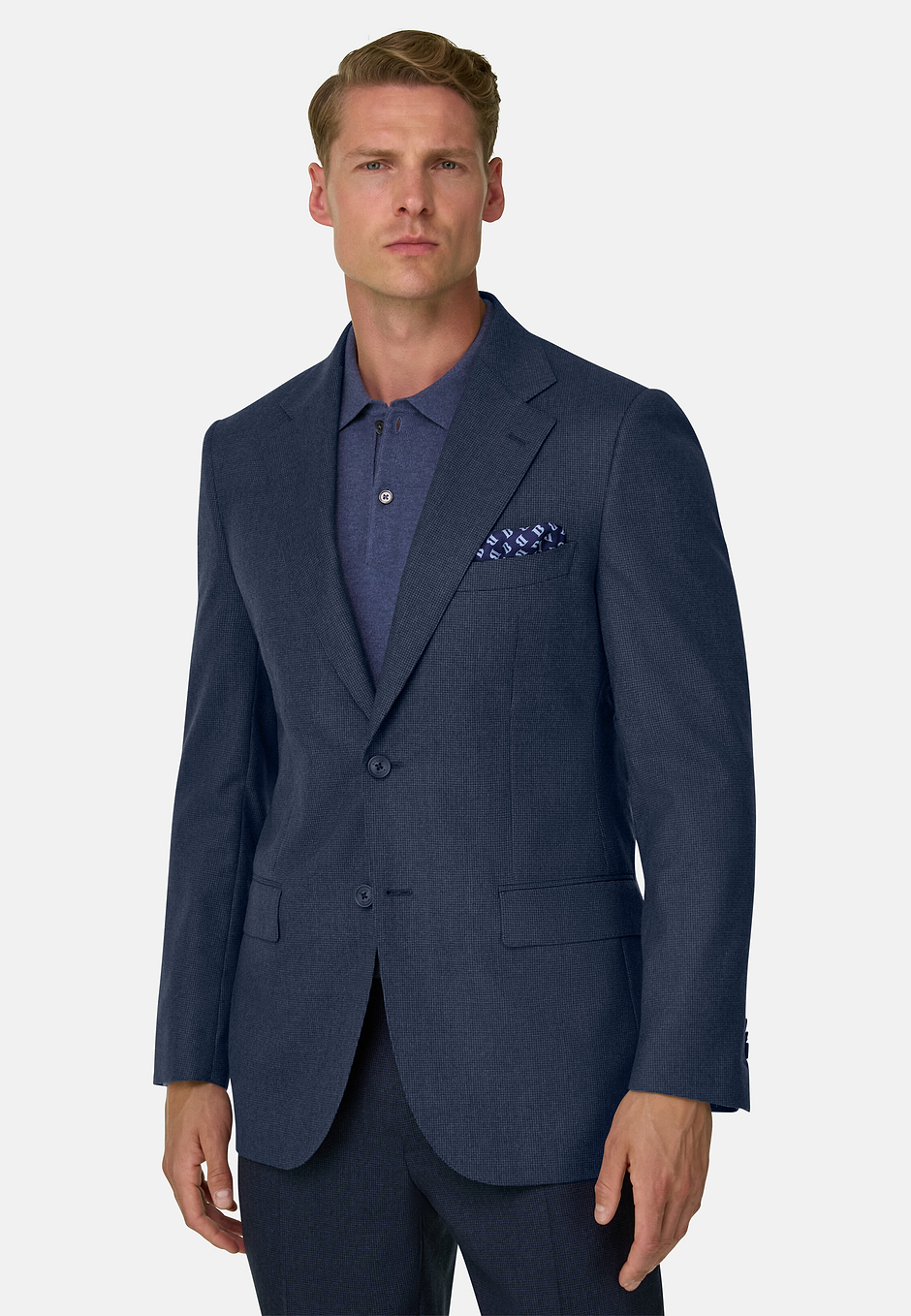 Suit Micro Patterned 100% Wool, Blue, hi-res