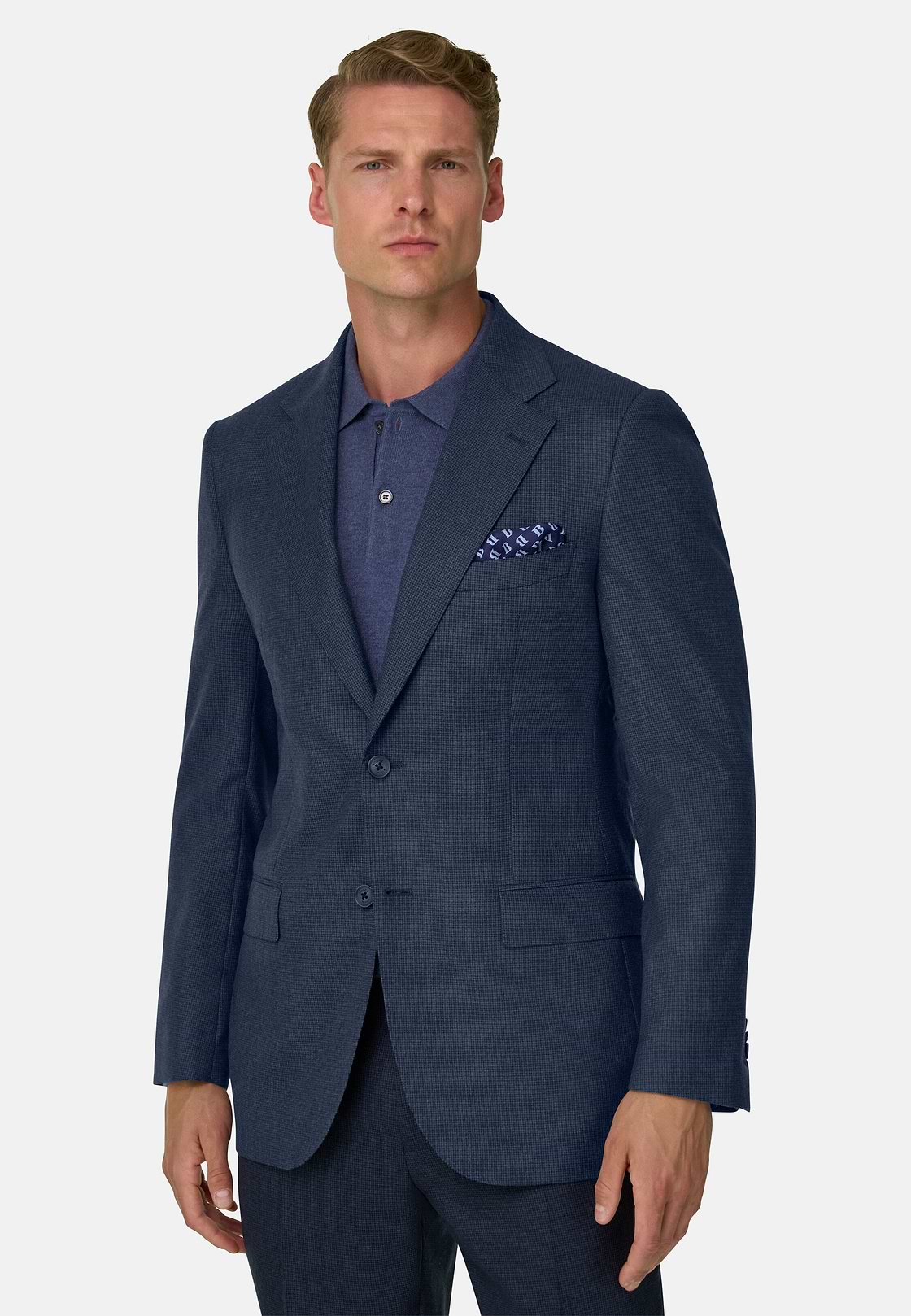 Suit Micro Patterned 100% Wool, Blue, hi-res, 1