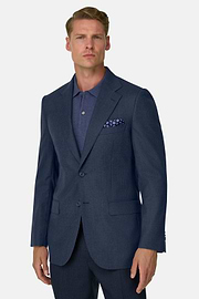 Suit Micro Patterned 100% Wool, Blue, thumb, 1