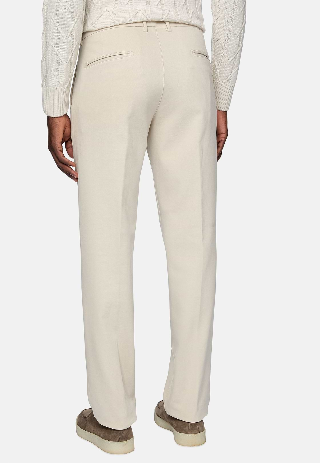 Stretch Cotton Trousers, Cream, hi-res