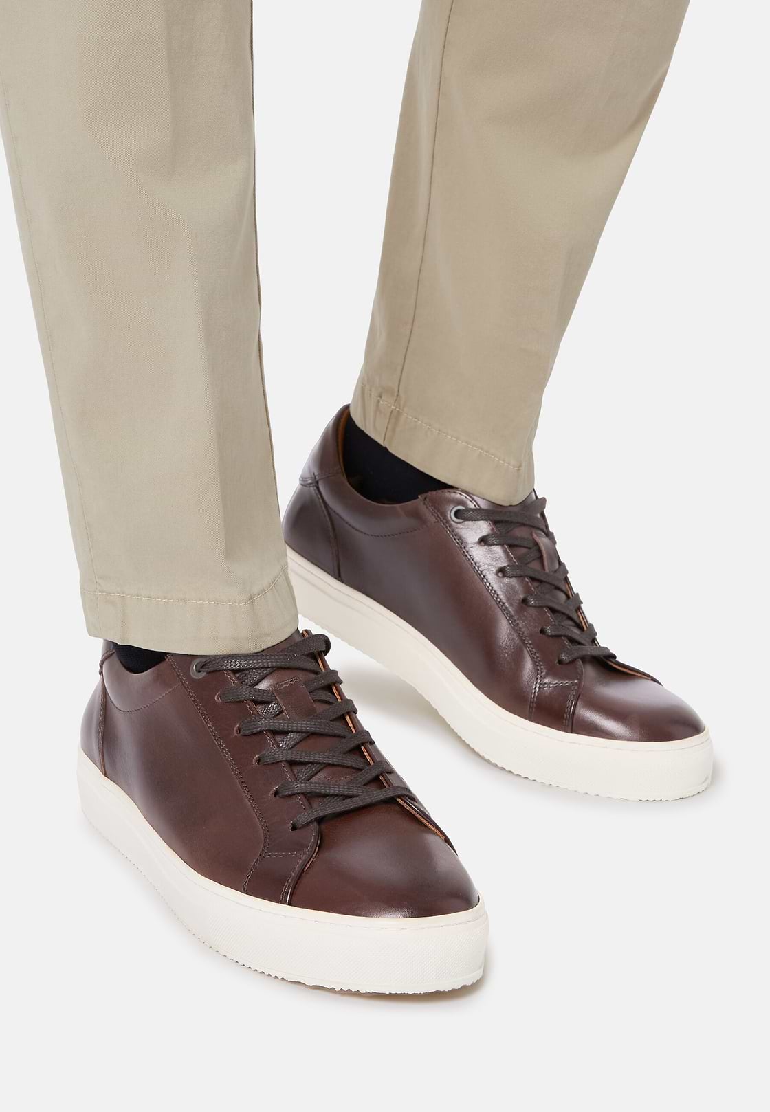 Zapatillas Marrones De Piel, Marrón, hi-res