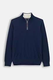 Pull Demi-Zip en Cachemire, bleu marine, thumb, 5