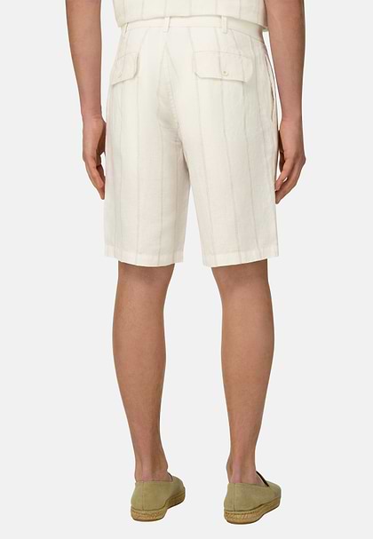 Bermudahose Aus Leinen, Weiß, hi-res
