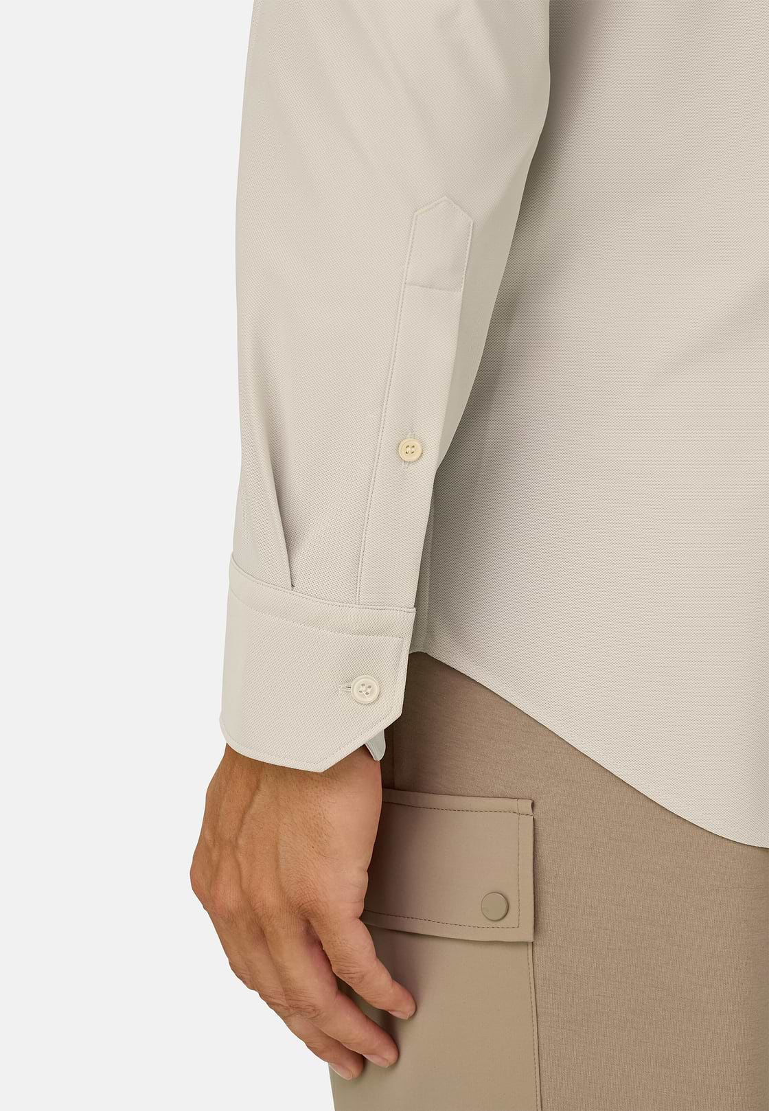Hemd aus Stretch-Nylon B Tech Slim Fit, Beige, hi-res, 3