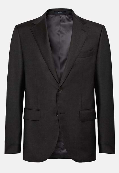 Charcoal Grey Super 130 Wool Jacket, Charcoal, hi-res