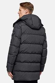 B Tech Parka van technische stof en ganzendons, Grey, hi-res