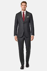 Pure Wool Bird's Eye Jacket, Medium grey, hi-res