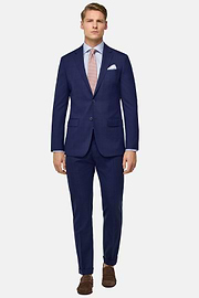 Prince of Wales Check Stretch Wool Suit, Blue, hi-res