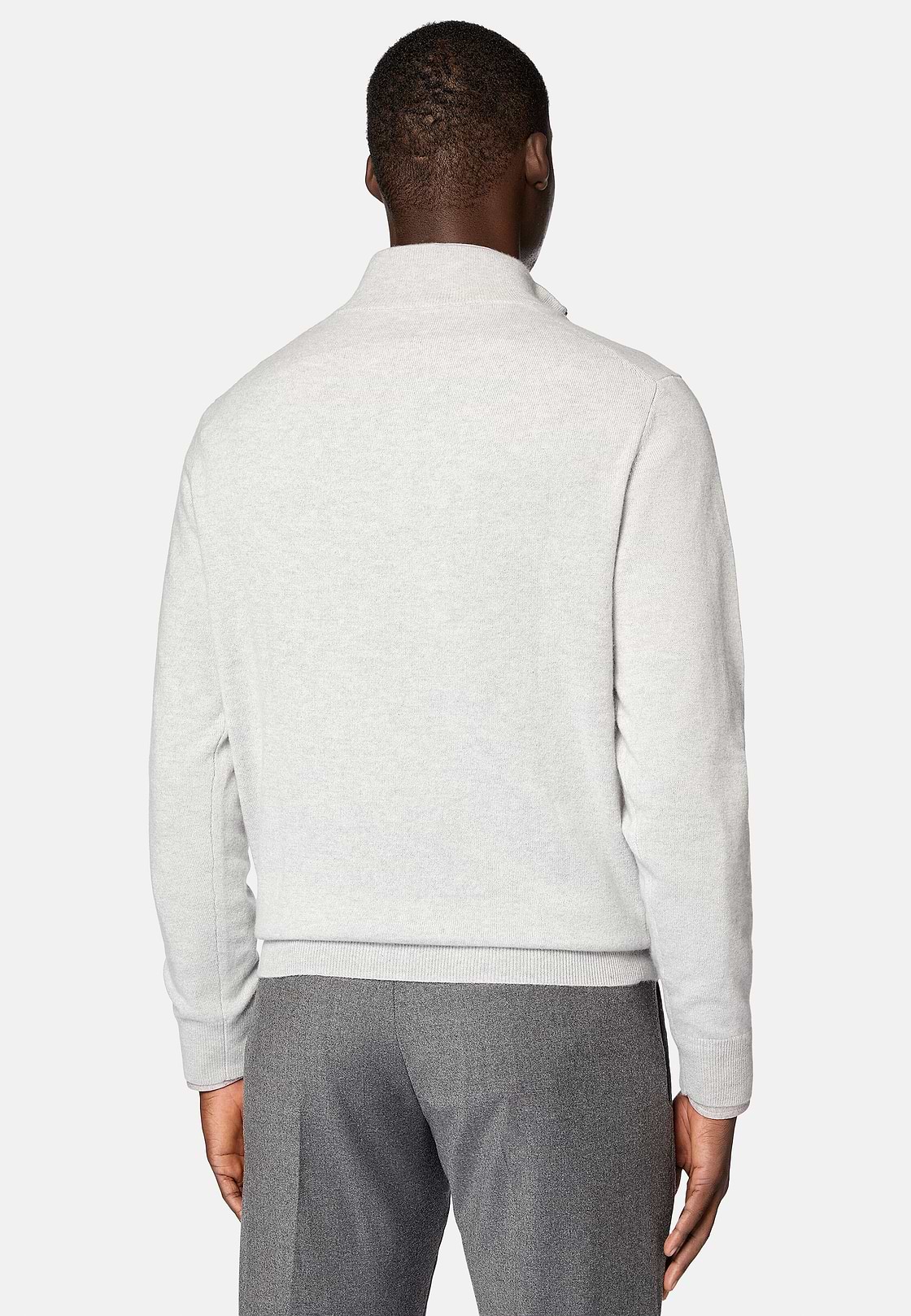 Grey Cashmere Half Zip Jumper, Grey, hi-res