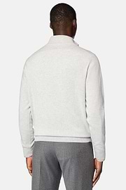 Grey Cashmere Half Zip Jumper, Grey, hi-res