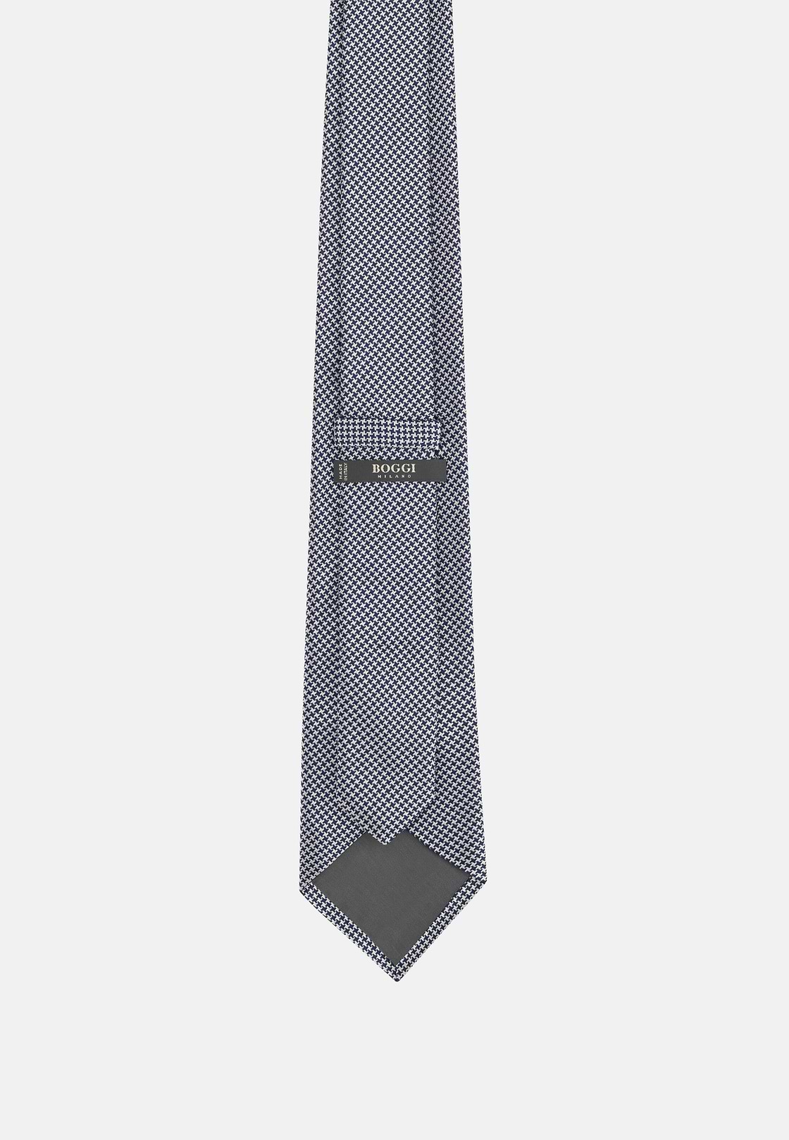 Houndstooth Silk Formal Tie, Navy blue, hi-res, 3