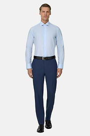 Camicia In Cotone Slim Fit, Azzurro, thumb, 2
