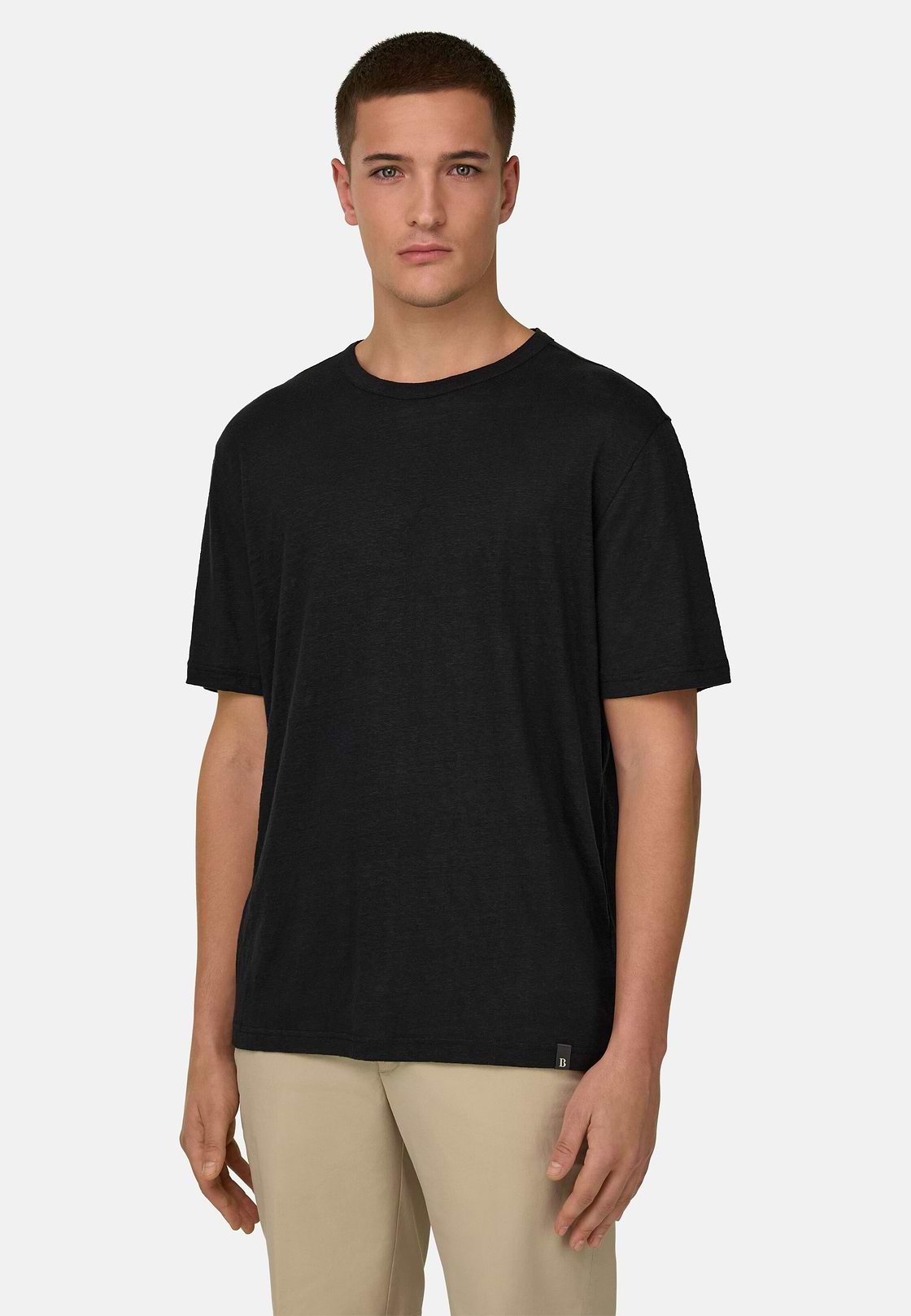 T-shirt En Jersey De Lin Extensible, Noir, hi-res, 1