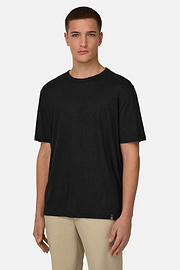 T-shirt En Jersey De Lin Extensible, Noir, thumb, 1