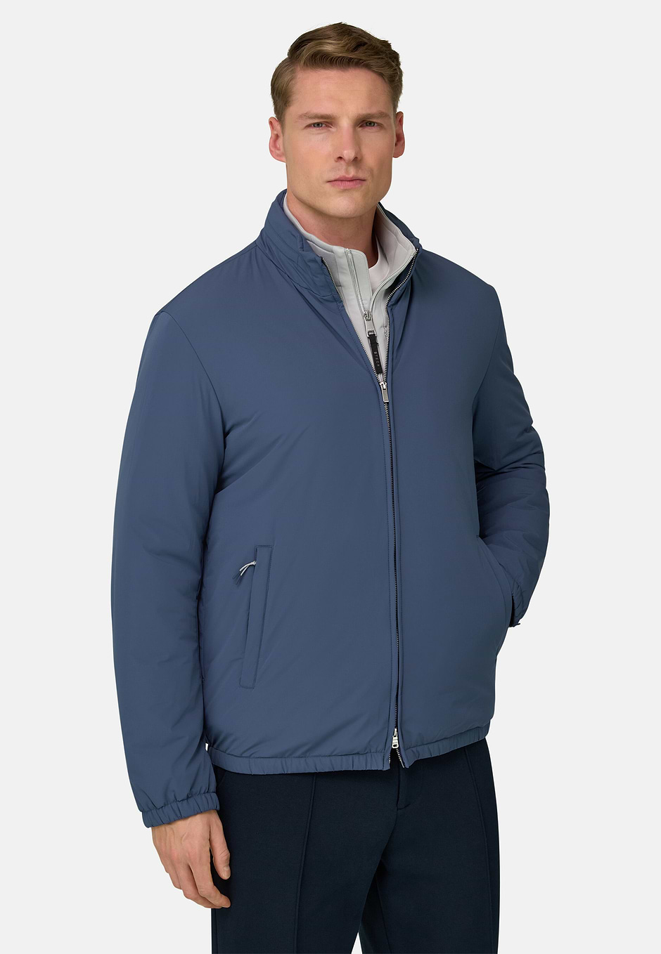 Technical Fabric Bomber Jacket, Light Blue, hi-res