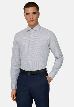 Camicia A Righe Di Cotone Slim Fit