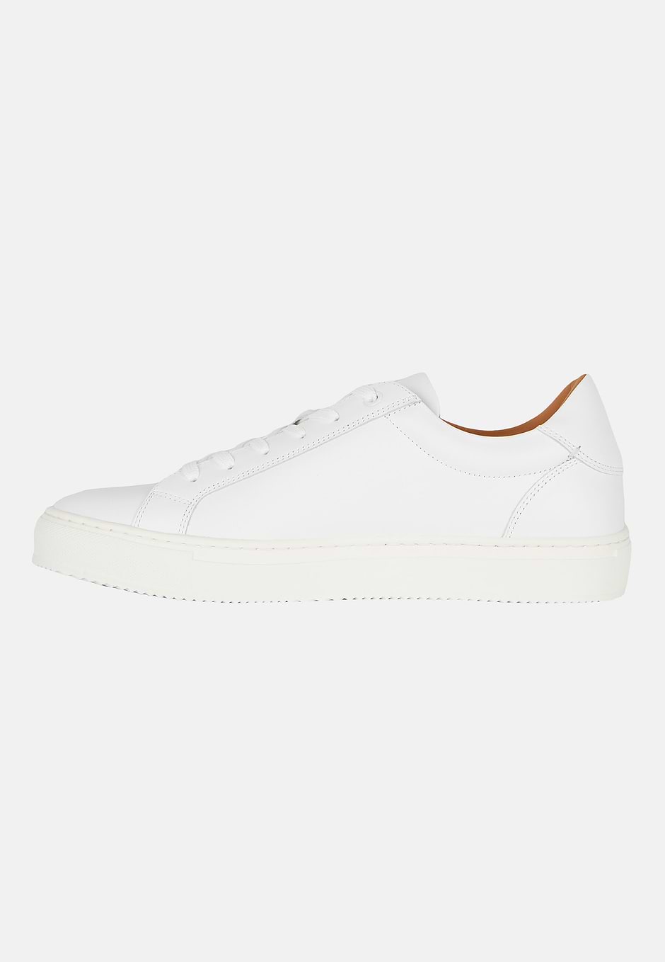 Black Leather Trainers, White, hi-res