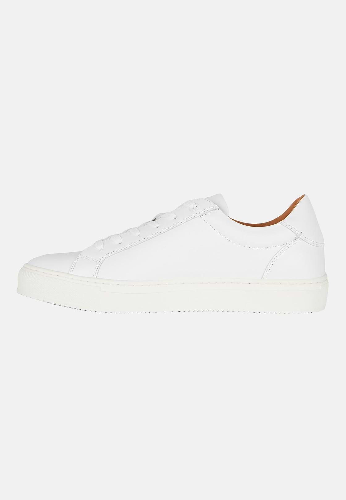 Sneakers In Pelle Bianca, Bianco, hi-res