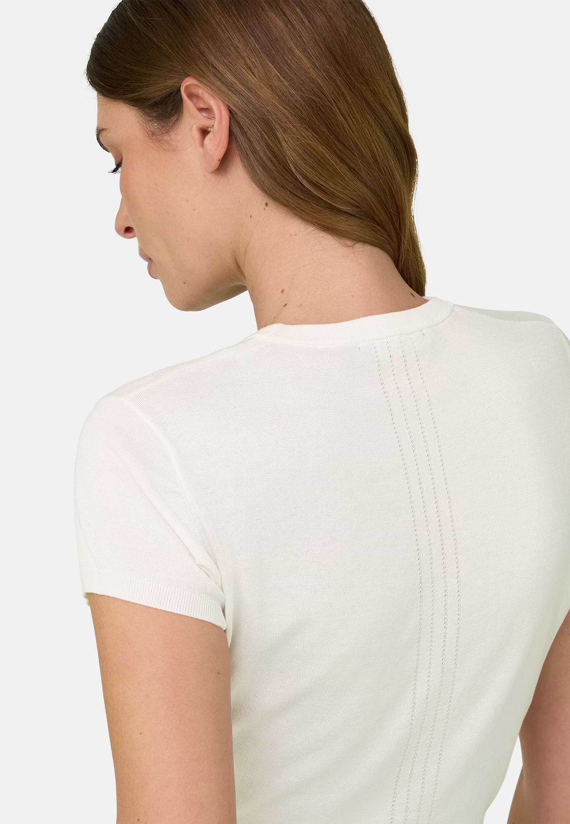 T-Shirt Aus Baumwoll-Seiden-Strick, Weiß, hi-res, 4