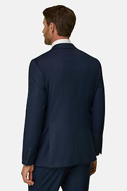 Suit Micro Patterned Stretch Wool, Navy blue, thumb, 5