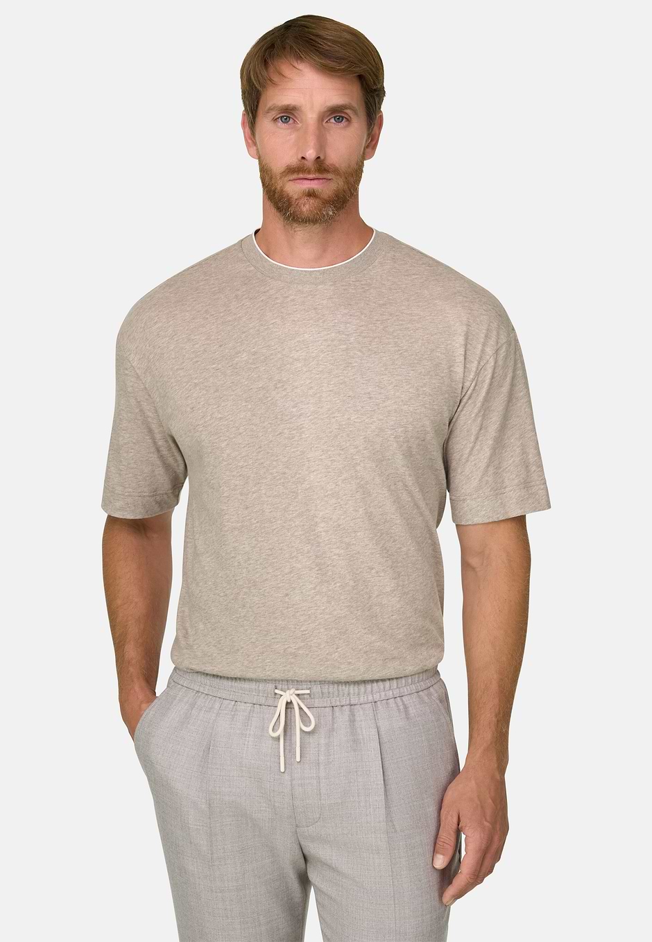 Camiseta en Jersey de Algodón Mezcla, Arena, hi-res