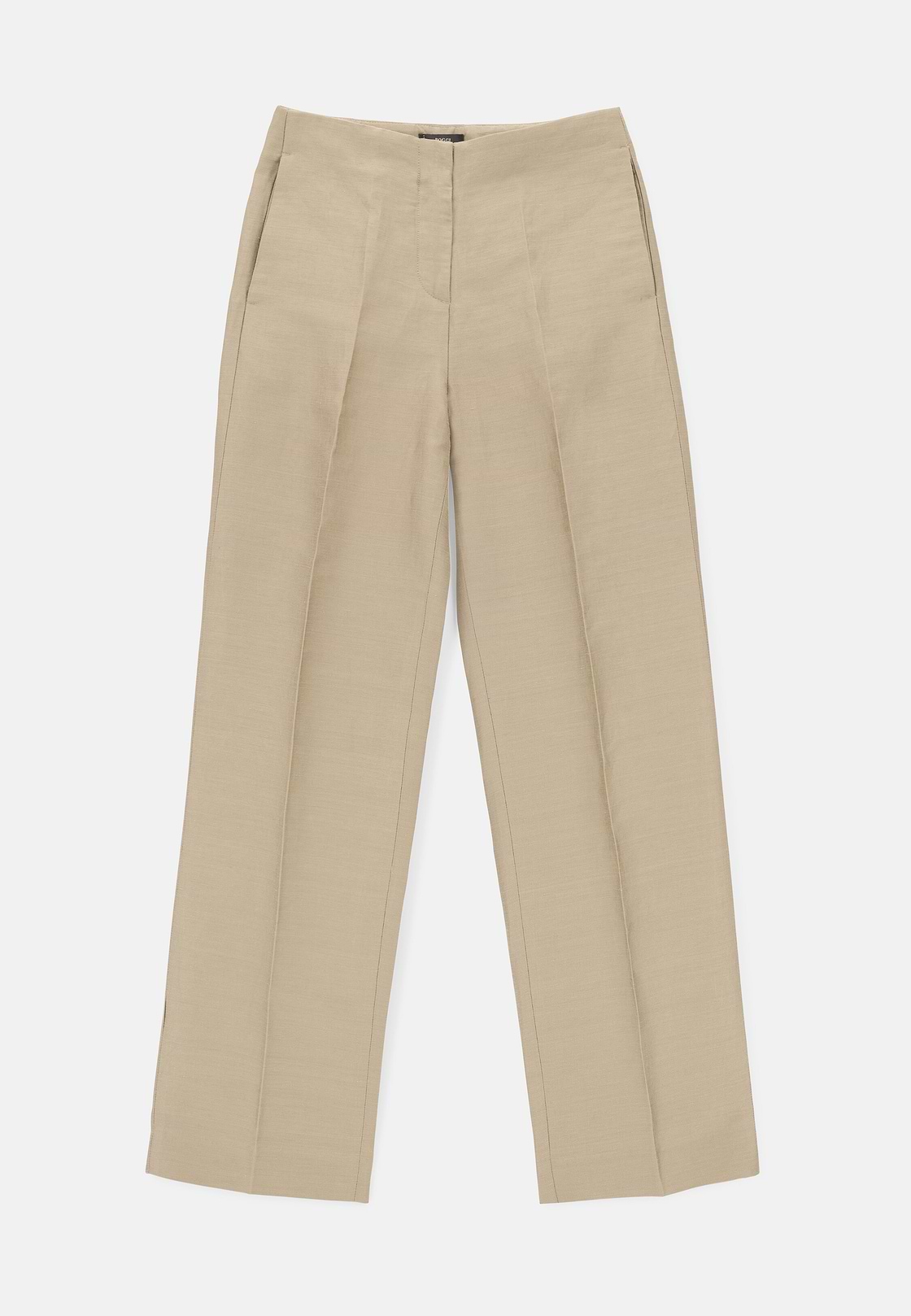Linen Blend Trousers, Beige, hi-res, 1