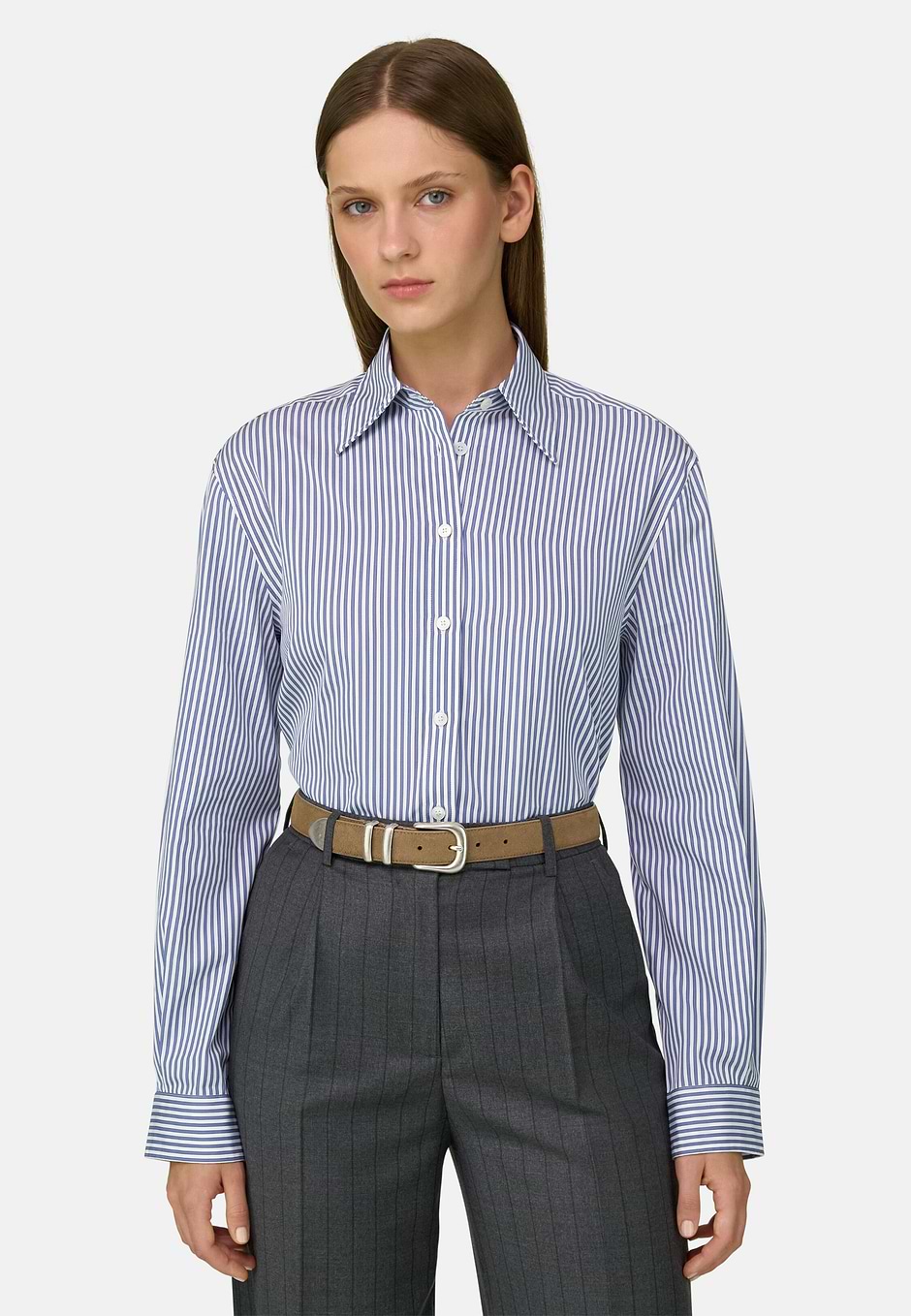 Chemise à Rayures Col Ouvert, bleu marine, hi-res