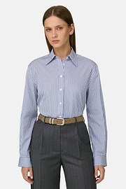 Striped Shirt Open Collar, Navy blue, thumb, 1