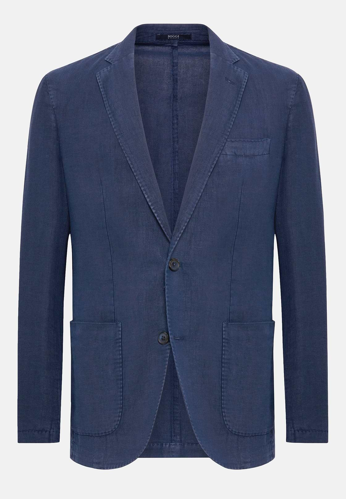 Navy Blue Jacket In Pure Linen, Navy blue, hi-res