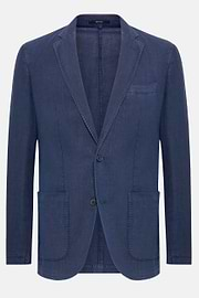 Navy Blue Jacket In Pure Linen, Navy blue, hi-res