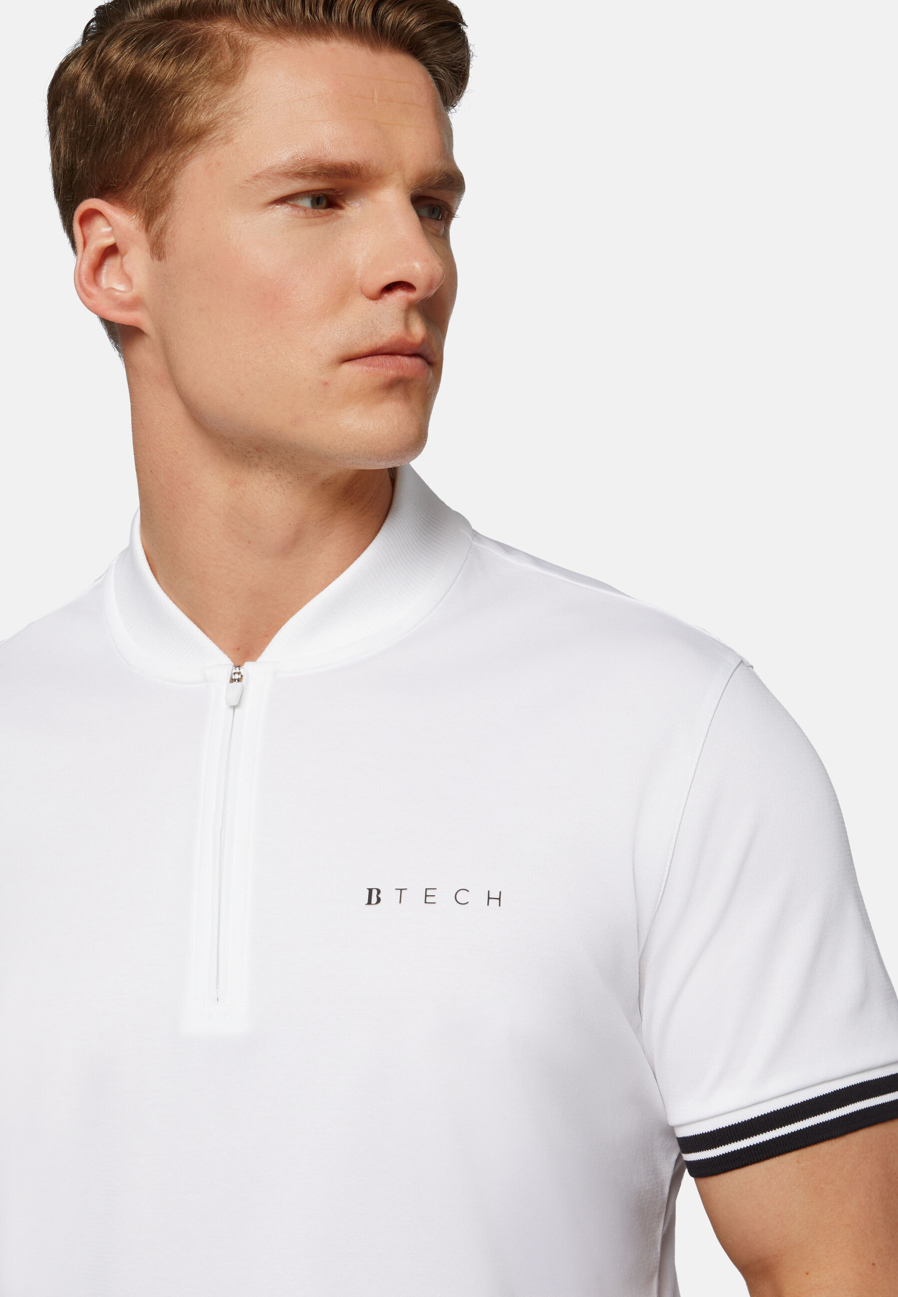 High-Performance Fabric Polo Shirt, White, hi-res