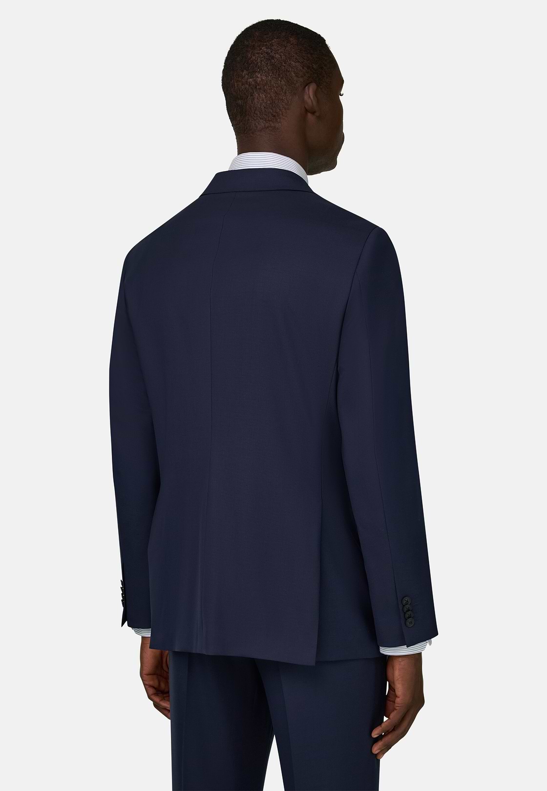 Wool Blend Double Breasted Suit, Navy blue, hi-res, 3
