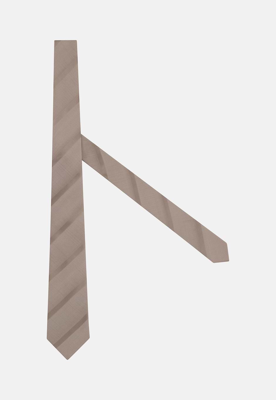 Cravatta Motivo Regimental In Misto Seta, Taupe, hi-res