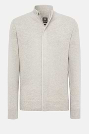 Pull Full Zip Sable En Laine Cachemire, Sable, hi-res
