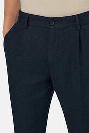 Solid Linen Pince Pants, Navy blue, thumb, 4