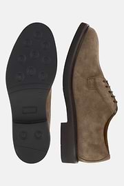 Derby Shoes in Suede Leather, Taupe, thumb, 4