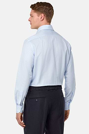 Chemise À Rayures En Coton Et Lin Regular Fit, Bleu clair, hi-res
