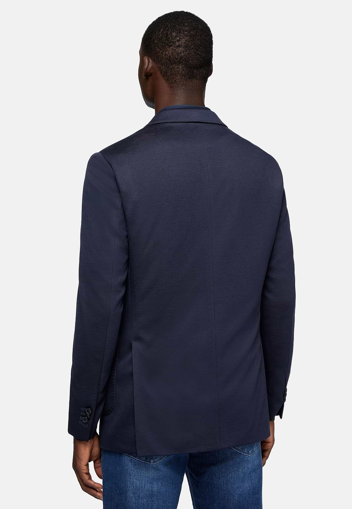 Giacca Navy Blu In Cotone Cashmere Tencel B Jersey, Navy, hi-res