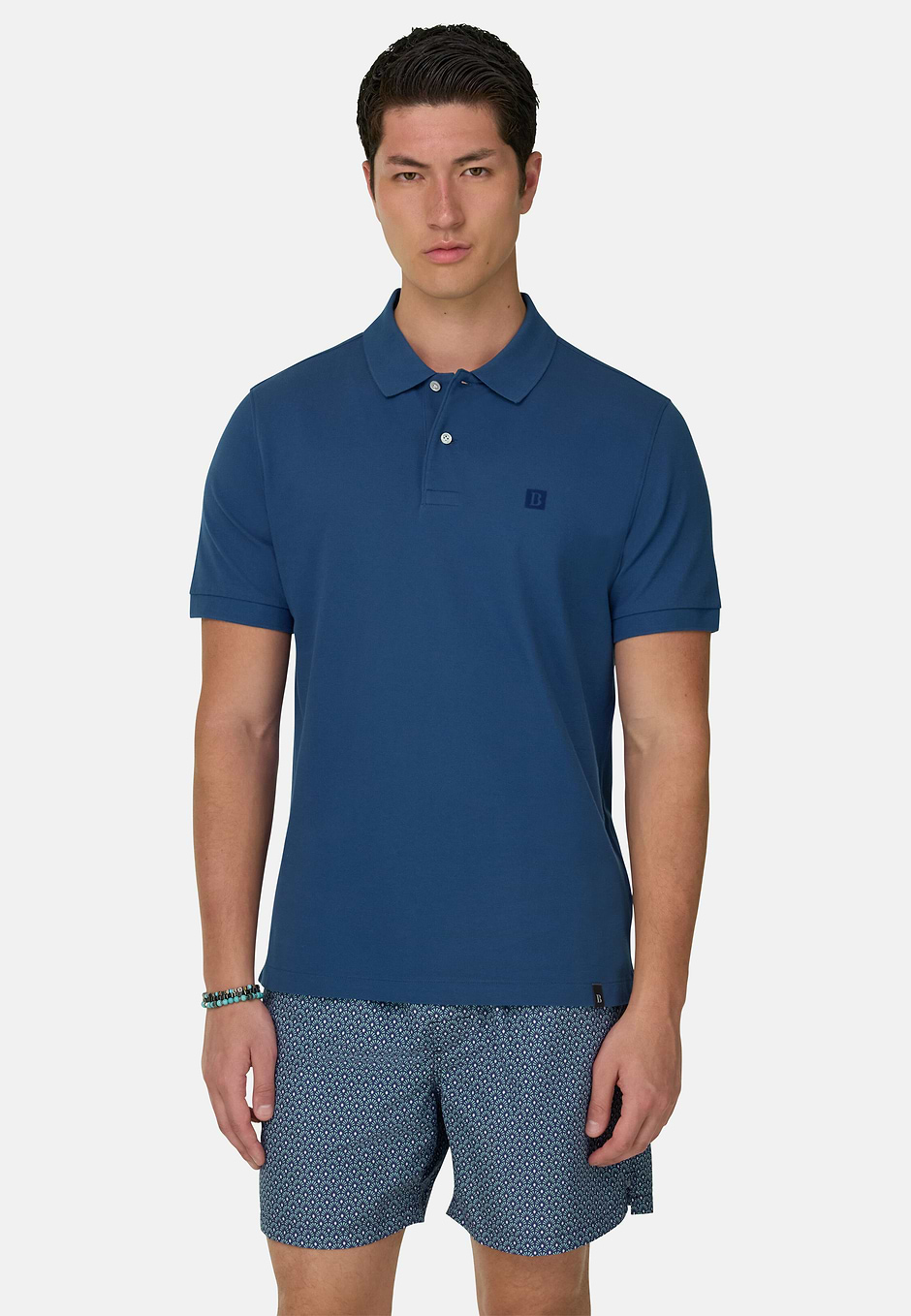 Polo En Piqué de Coton Coupe Classique, Air-bleu, hi-res