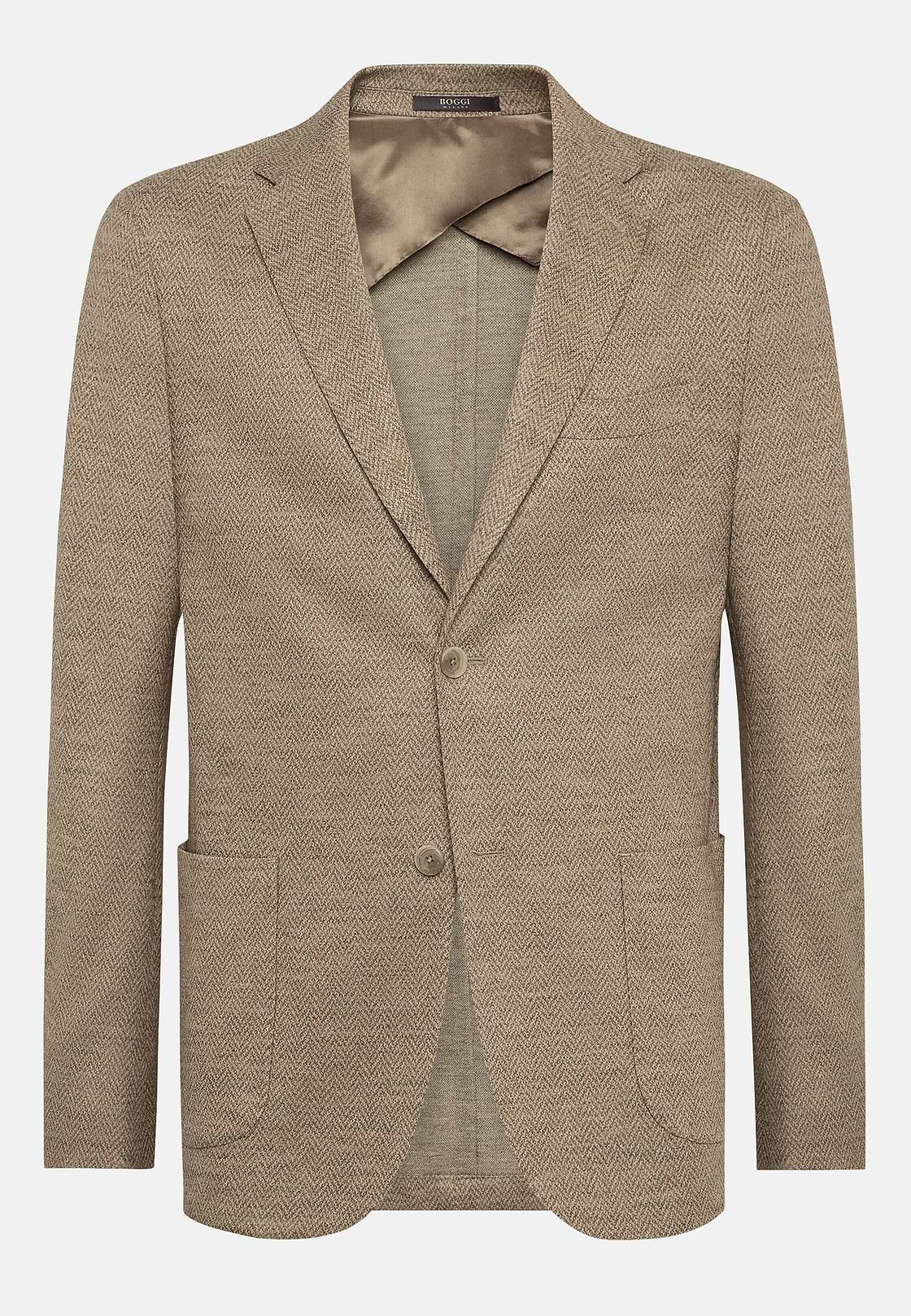 Veste Gris Tourterelle B Jersey En Laine Mélangée, Taupe, hi-res