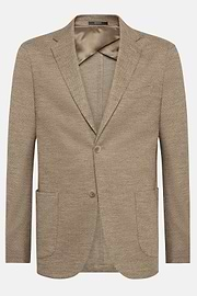 Veste Gris Tourterelle B Jersey En Laine Mélangée, Taupe, hi-res