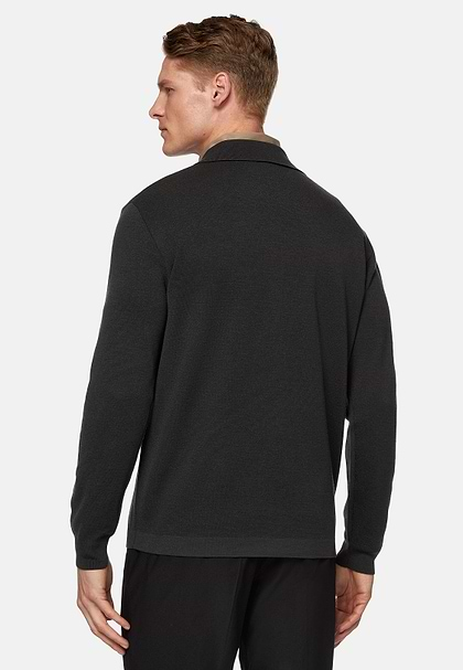 Charcoal Merino Wool Tech Polo Shirt, Charcoal, hi-res