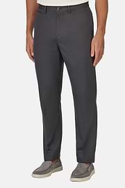Pantaloni In Cotone Lino Elasticizzato, Carbone, hi-res